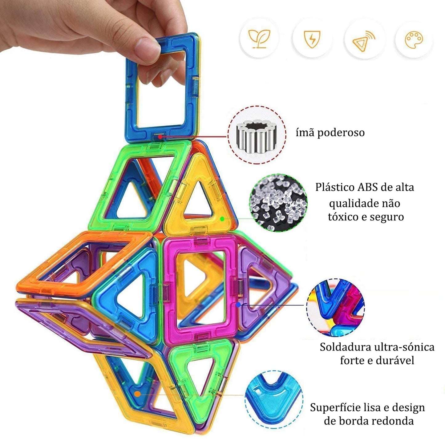 Montagem Mágica Magnética com 120 Peças