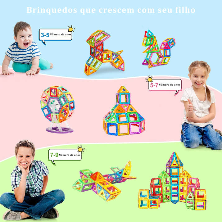 Montagem Mágica Magnética com 120 Peças